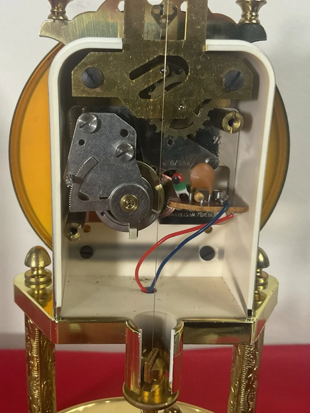 1976 Bulova Anniversary-Style Torsion Clock Plastic Dome – For Parts or Decor